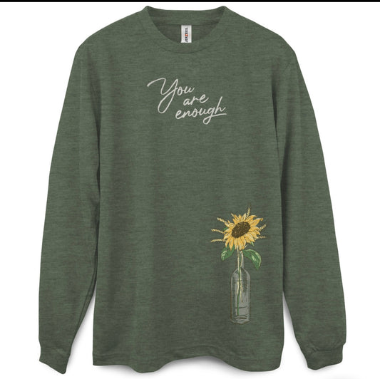You Are Enough Sunflower Long Sleeve Graphic Tee
