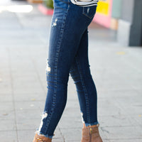 Distressed Denim High Rise Skinny Ankle Jeans