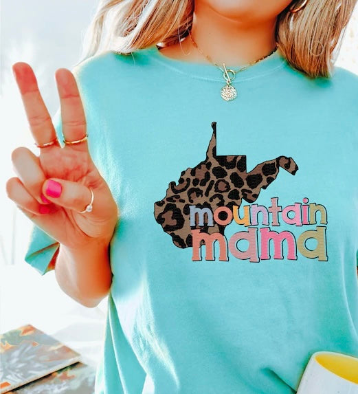 💙💛 West Virginia Mountain Mama Cheetah Tee 💙💛