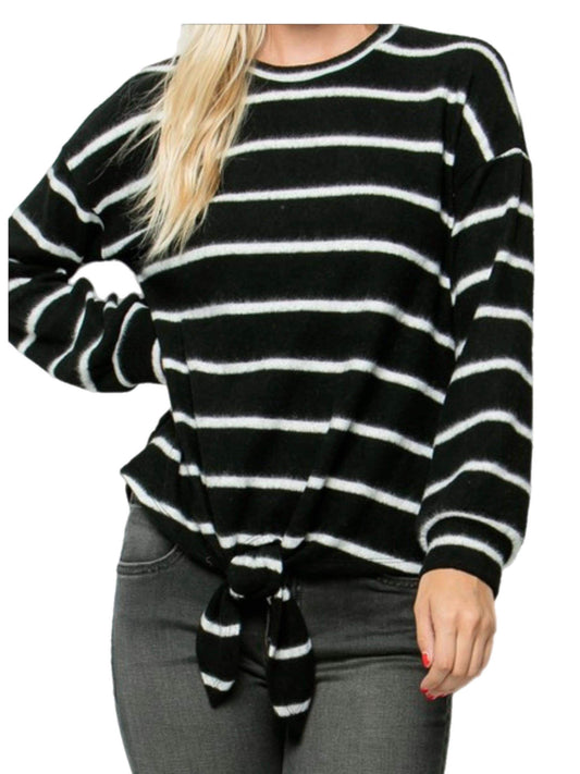 Black and White Striped Sweater Dress- 02
