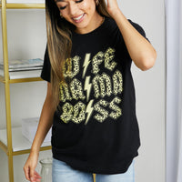 mineB Full Size Leopard Lightning Graphic Tee in Black