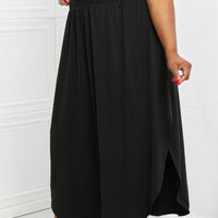 Zenana It's My Time Full Size Side Scoop Scrunch Skirt in Black
