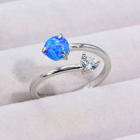 Opal and Zircon Open Ring