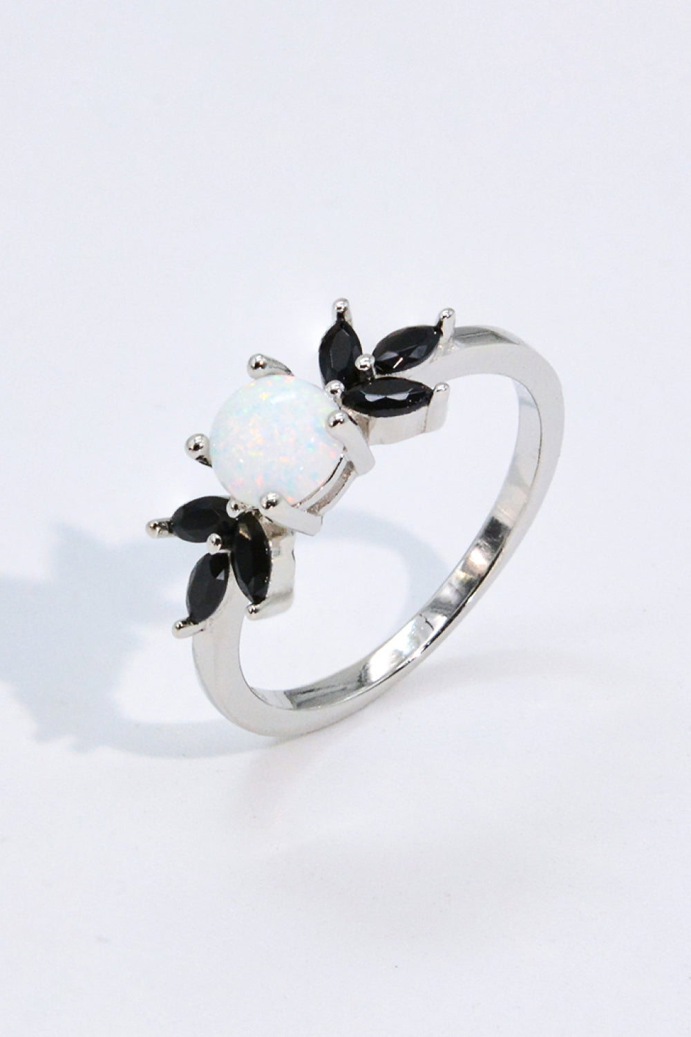 Opal and Zircon Contrast Ring