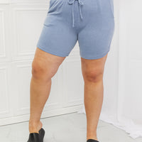 Blumin Apparel Too Good Full Size Ribbed Shorts in Misty Blue