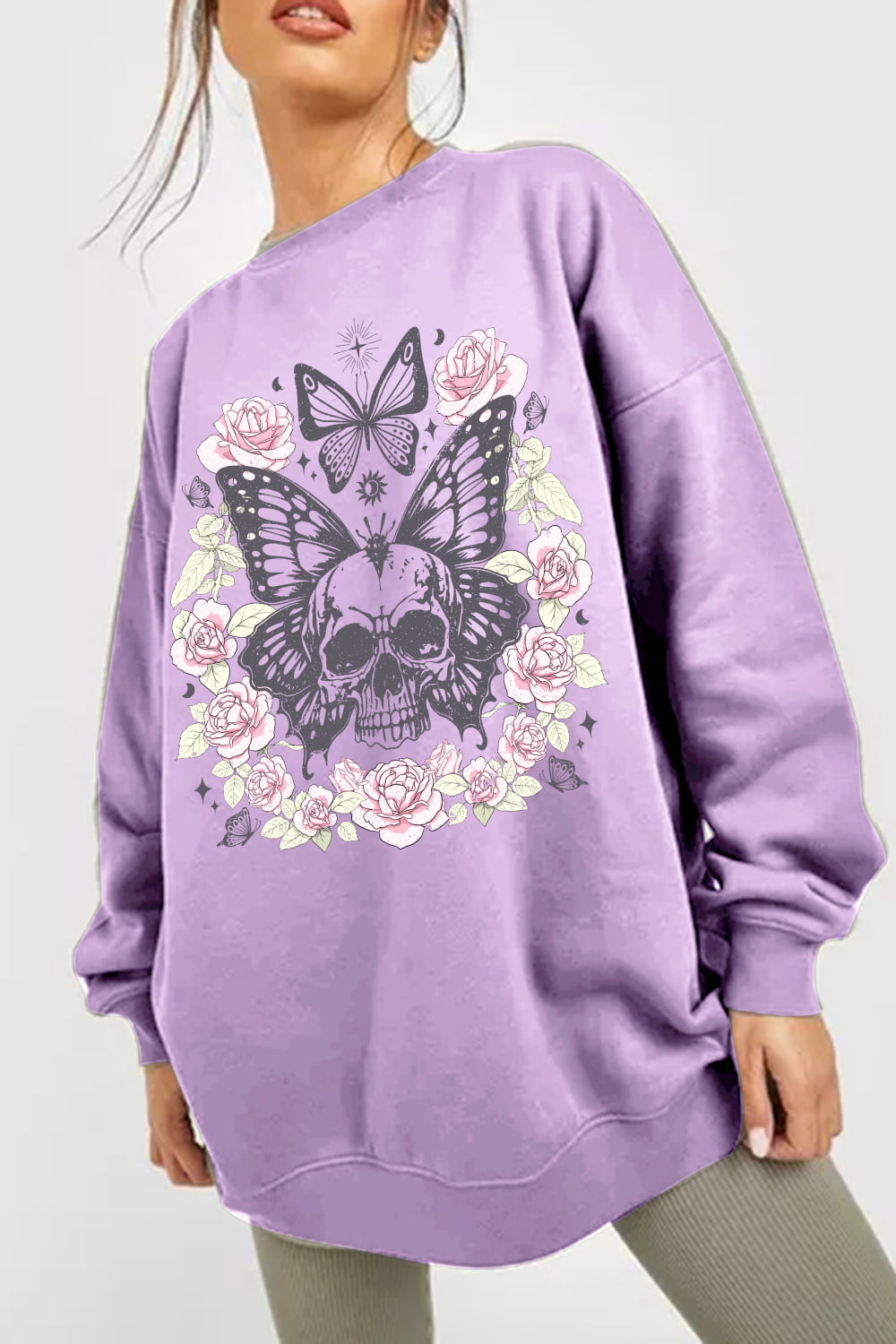 Simply Love Simply Love Full Size Skull Butterfly Graphic Sweatshirt